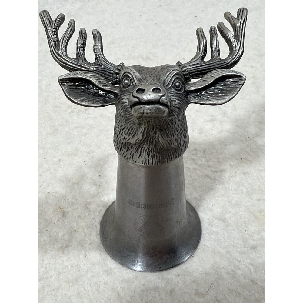 Jagermeister Pewter Stag Deer Head Shot Glass Jigger Rustic Lodge Barware